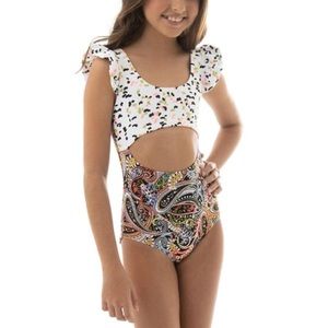 Maaji opal vanilla girls one piece cutout swimsuit 11937